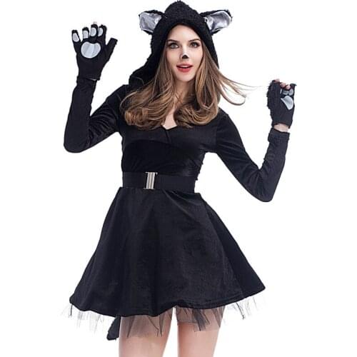 New Halloween Costumes Cosplay Sexy Black Cat Skirt Costume Panda Animal Play Anime Cosplay Cosplay Costumes