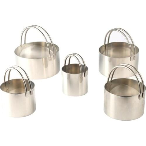 Kapmore 5Pcs/Set Cookie Cutter Metal Round Biscuit Cutter Cake Cutter Mold With Handle Baking Tools Accessories Biscuits Tools