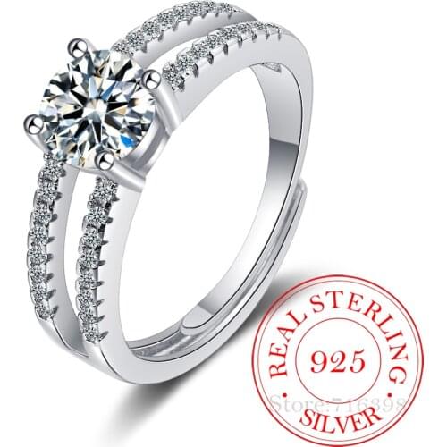 Promise 925 Sterling Silver Classic Wedding Ring AAA+ Cubic Zirconia Rings for Women Bridesmaid Jewelry Charms Princess Bijoux