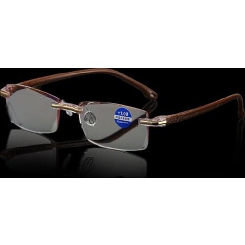 Anti Blue Ray Reading Glasses Women Dimond Cutting Rimless Eyewear Men Anti Fatigue Hyperopia Presbyopic Glasses 1.5