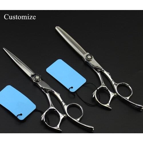 Customize name professional Japan 440c 6 inch hair salon scissors cutting barber make up Thinning shears hairdressing scissors