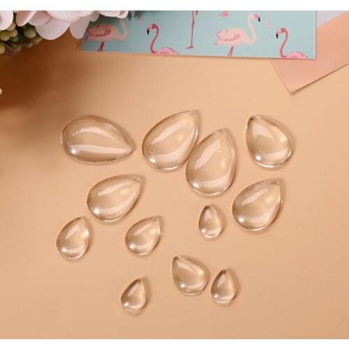 Teardrop Clear Glass Cabochons Flat Back Transparent Glass for DIY Jewelry Making Handmade Pendant Accessories Findings