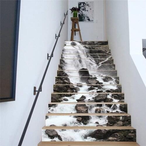 PVC wallpaper alpine waterfall simple 13 pieces of DIY stair stickers, step stickers wall stickers