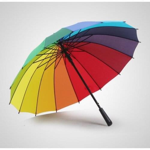 Rainbow Golf Fishing Umbrella Unisex Parasol Wedding Party Favors Sun Rain Umbrellas 16k Windproof