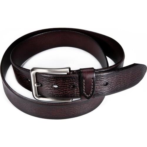 Hi-Tie Classic Genuine Leather Casual Belt for Men Cowboy Jeans Belt High Quality Belt Vintage Design Pin Buckle Male Waistband