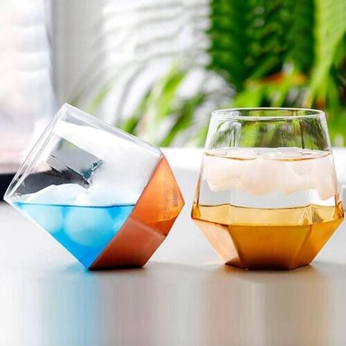300ml Bar Glass Cup Diamond Shape Decorative Crystal Coffee Mug Kitchen Table Decor Juice Cup