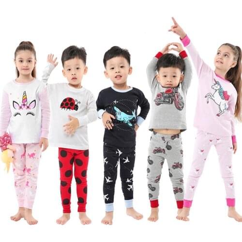 Spring Autumn Kids Pajama Cartoon Toddler Girls Sleepwear Cotton Children Pyjama Soft Comfortable Baby Boys Clothing Set Outfits