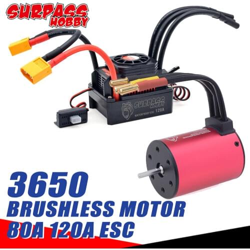 Surpass Hobby Waterproof 3650 Brushless Motor 45A 60A 80A ESC 120A XT60 for 1/10 1/12 1/14 RC Car Wltoys 540 Brush Traxxas HSP