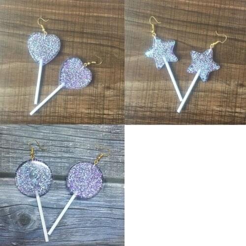 Funny Cute Resin Colorful Star Lollipop Drop Earring Handmade Candy Simulation Food Exaggerated Dangle Earring for Women Girl