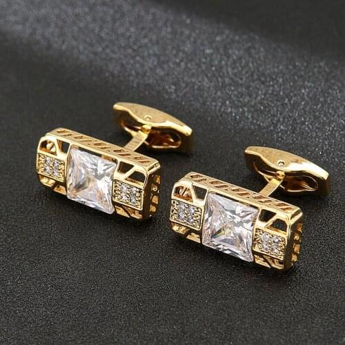 Fashion High-end Rhinestone Cufflinks Luxury Mens Jewelry Gifts Business Event Wedding Banquet French Shirts Zircon Cuff Links