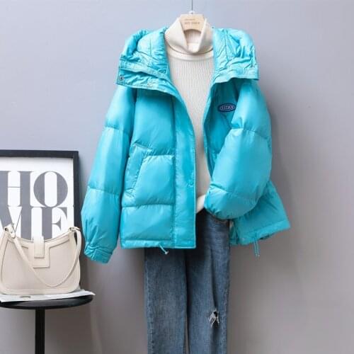 Winter Down Jacket Women Bread clothing 2021 New Korean style Hooded 90% White duck down Coat Short Thick Parkas Zipper Outwear