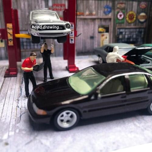 1:64 Repairman Doll for Car workshop Scene diecast alloy Vehicle Model Toys metal car toys Parts Gift Accessories adult collect