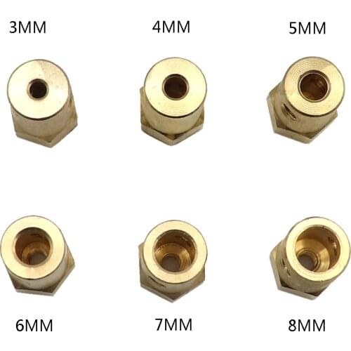 10pcs/lot 3mm 4mm 5mm 6mm 7mm 8mm Shaft Motor Flexible Coupling Tyre Wheel Brass Hex Coupler Set&wrench