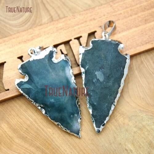 10Pcs Silver Plated Hammered Arrowhead Pendant Jaspers Pendant Approx 41x23mm PM15747