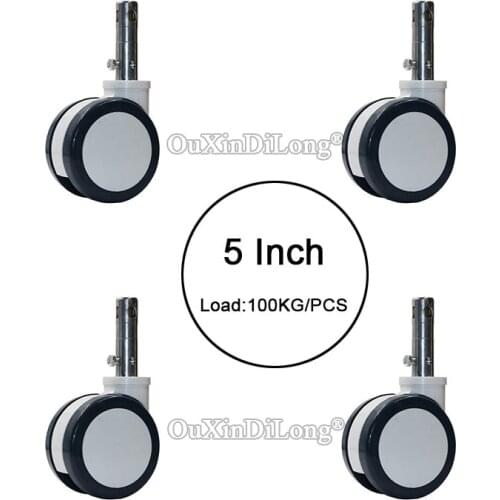 4PCS 5 Inch Medical Bed Casters,Plunge Double Disc Wheel,With Central Lock Precision Instrument Mute Wheels Load 100Kg/PCS GF246