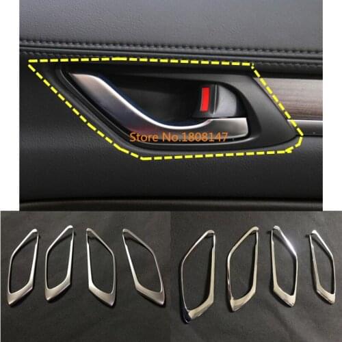 Car body Cover Detector Sticks Trims ABS Chrome Car Door Inner Built Bowl handle 4pcs For Mazda CX8 CX-8 2017 2018 2019 2020