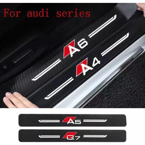 4pcs Car Carbon fiber stripe Car doorsill Protect interior For audi a3 q3 a4 q5 a5 q7 a6 a7 a8 car caebon fiber stripe sticker
