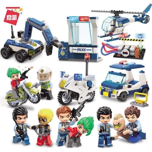 432PCS Enlightenment 1932 Police Series Set Minifigure Police Car Motorcycle Boy Assembled Building Block Toy Gift