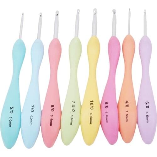 8Pcs/Set Colorful Crochet Hooks Knitting Needles Ergonomic Crochet Hook Sets Weave Yarn DIY Handmade Tools Kit