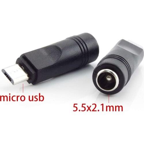 DC Power Adapter Converter Micro USB Male to 5.5x2.1mm Female Jack Connector for Laptop Notebook Computer PC