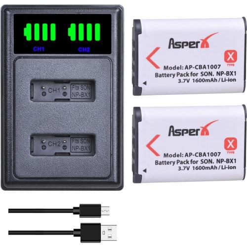 2Pcs NP-BX1 NPBX1 Camera Batteries + LED Dual USB Charger For Sony DSC-RX100 DSC-WX500 IV HX300 WX300 HDR-AS15 X3000R MV1 AS30V