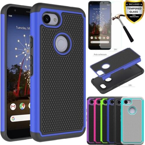 For Google Pixel 3a XL case Luxury Slim Armor TPU Soft Silicone Phone silicone Back Cover Heavy Duty 2 in 1 shockproof Anti-Drop