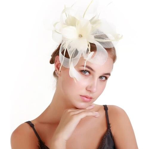 Flower Cocktail Tea Party Headwear Mesh Feather Fascinators Top Hat for Girls and Women