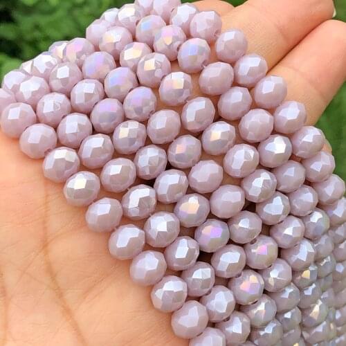 Faceted AB Violet Purple Rondelle Crystal Glass Beads Loose Spacer Beads For Jewelry Making Diy Earring Bracelet Accessories 15"