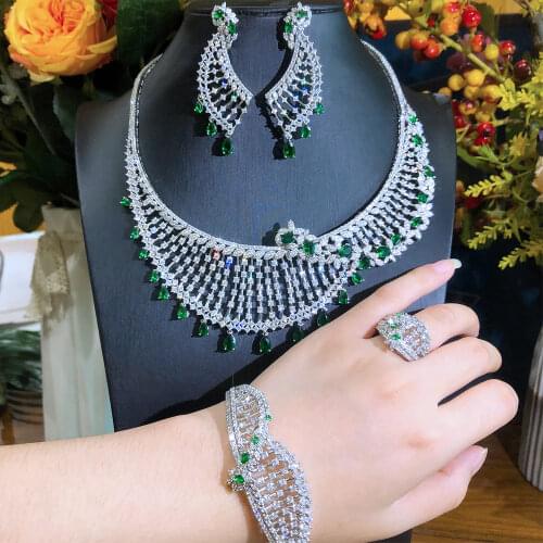 KellyBola Gorgeous Fashion High Quality Zircon Necklace Bracelet Earring Ring Set Noble Bride Wedding Exclusive Jewelry 2021 new