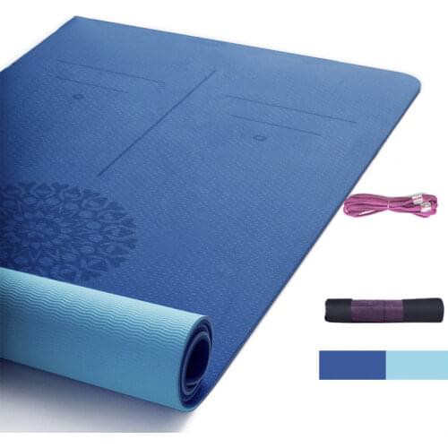 TPE Yoga Mat With Position Line Fitness Gymnastics Mats Double Layer Non-Slip Beginner Sport Carpet Pads Women 6mm Mats Yoga