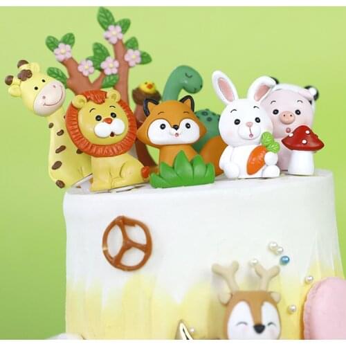 Woodland Animals Cake Topper Jungle Safari Birthday Party Kids One1st Birhtday Party Wild Animals Forest Table Dessert Decor