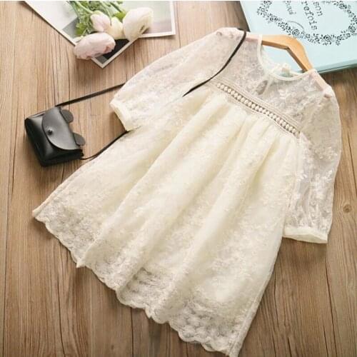 Summer Dress Lace Children Cothes Princess Kids Dresses for Girls 2 - 8 Years Embroidery Mesh Clothing Vestido Robe Fille
