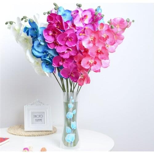 Fashion orchid artificial flowers DIY Artificial Butterfly Orchid Silk Fake Flowers Bouquet Phalaenopsis Wedding Home Decoration