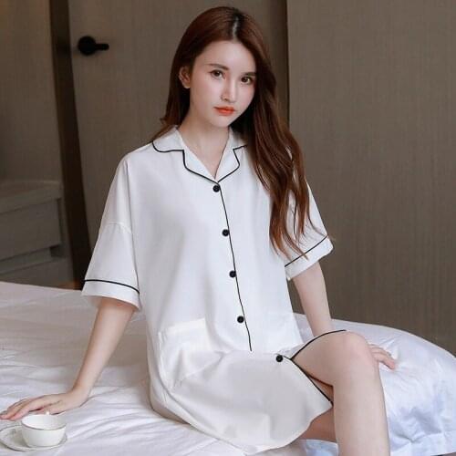 2021 New Ms Leisure half Sleeve Sexy Mini Dress Nightgowns for Women Summer Night Dress Sleepwear Nightdress Home Dress Nighty