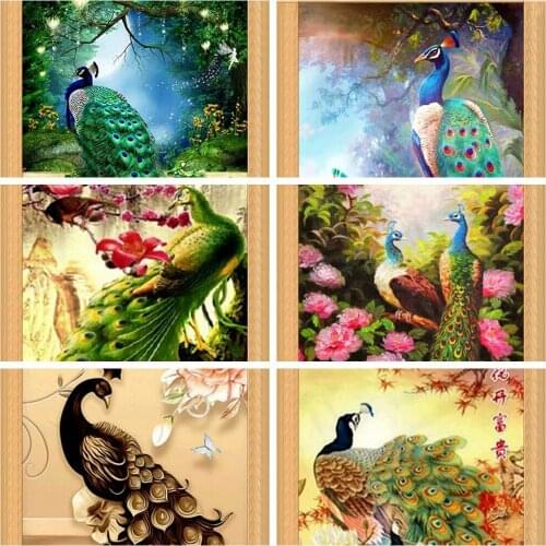 New 5D Diamond Painting Anime PeacockFlower Embroidery Rhinestone Cross Stitch Gift Home Office Decor Kids Adult Factory Direct