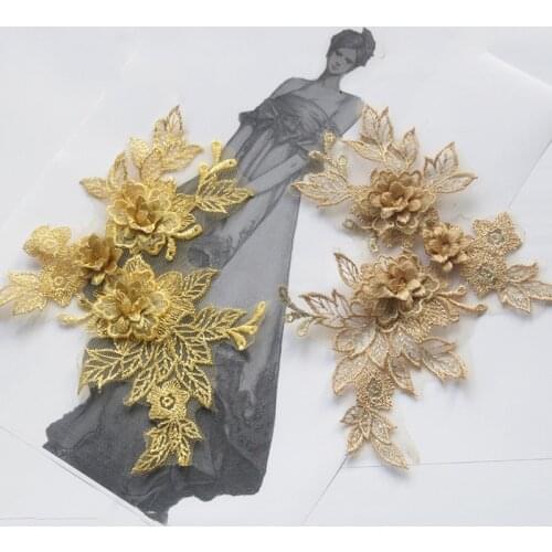 1PC 3D Lace Flower Patch Fabric Handmade DIY Clothing Accessories Applique Fabrics Embroidery Patch 2021