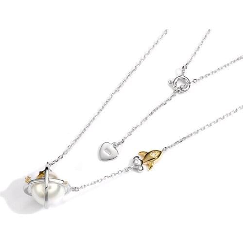 S925 Sterling Silver Pearl Star Sky Ball Necklace
