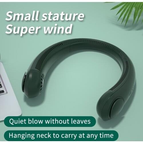 Porous Hanging Neck Fan Sports Fan Lazy Portable Mini Fan No Leaf Usb Mini Mute Electric Fan Three-Speed Double Fan