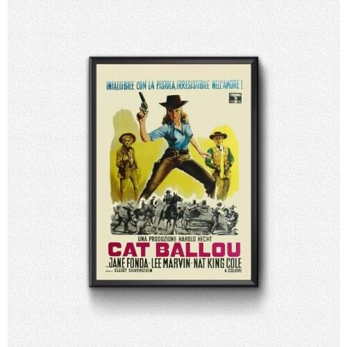 Cat Ballou (1965) Poster Western Comedy Film Jane Fonda and Lee Marvin Wall Decor Art Gift