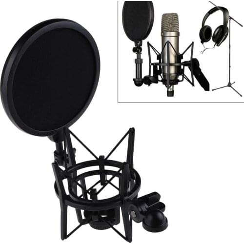 Microphone Mic Professional Shock Mount with Pop Shield Filter Screen