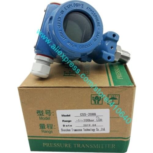 Factory Direct Delivery 4 to 20 mA LCD Display Pressure Transmitter -1 to 100 bar Diffused Silicon Pressure Transducer Ex proof