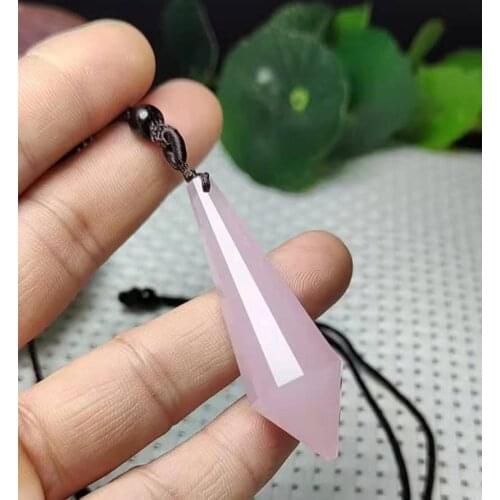 Hand-carved natural pink crystal pendulum