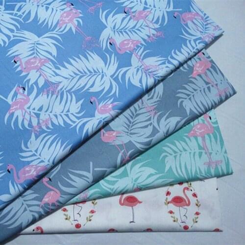 100% cotton twill cloth cartoon Flamingo leaves fabrics for DIY crib kids nest bedding cushions apparel quilting handwork decor