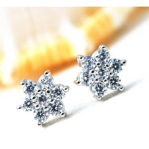 Earrings for Women Set Zircon Crystal Snowflake Shape Stud Earring Jewelry Korean Style Gifts Accessories