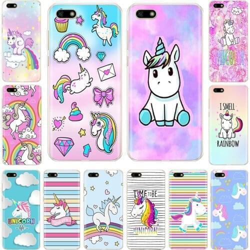 Silicone phone Case For Huawei Y5 2018 PRIME 5.45" inch Soft Tpu Cute Rainbow Unicorn Phone Cases Huawei Y5 2018 Back Cover Case