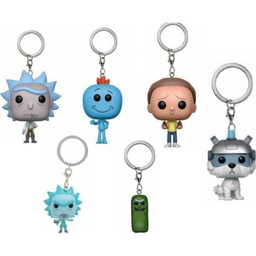 Rick Snowball Mission and Morty Keychain Vinyl Action Figures Collection Model Children Toys