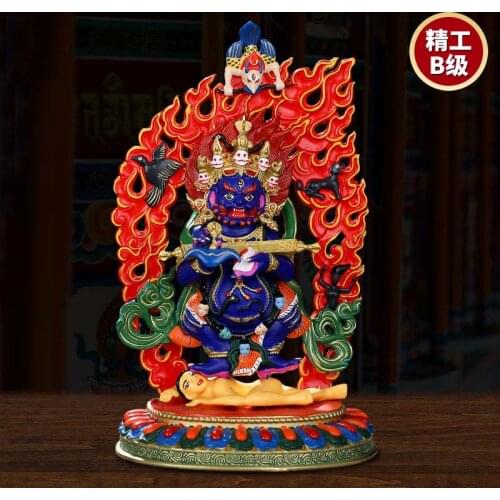 High grade COLOR Drew gilding Buddha brass statue HOME temple effective protection Tibetan Nepal Two armed Mahakala Buddha