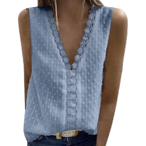 Female tops for women summer Soft Skin-friendly V Neck Lace Casual Women Sleeveless Tops for Vacation Women Clothing xxxl