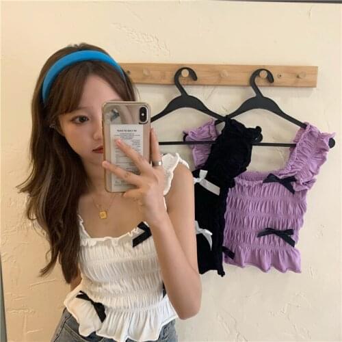 Summer Vest Tops Casual Sexy Butterfly Embroidered Short Slim Sleeveless Tops women korean tank top cute cropped top
