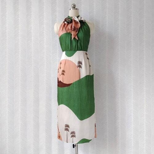 Summer 2021 Runways Womens Offer Shoulder Dress High quality print elegant dress C812